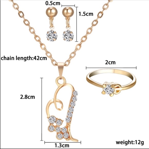 NWT Romantic heart Necklace earrings and ring - Picture 2 of 5